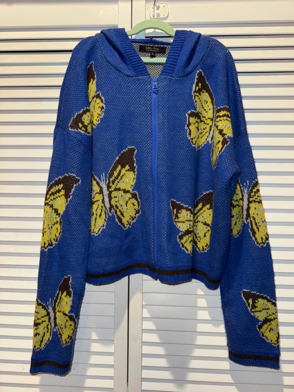 Witty Fox Blue Butterfly Zip Hoodie